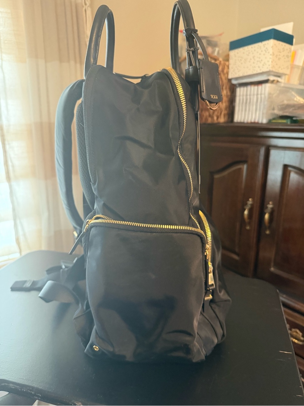 Tumi Black Backpack with Gold Hardware - Picture 5 of 8